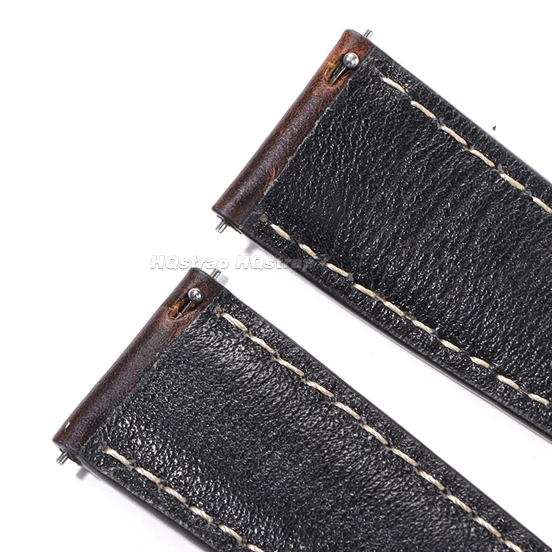 Premium Vintage Oil Wax Leather Watch Strap - High-Quality Cowhide with Quick Release