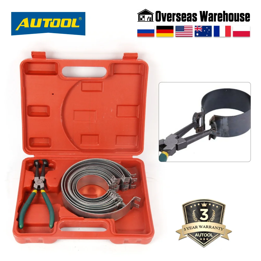 AUTOOL 62-140mm Fastener Clamp Cylinder Installation Piston Ring Compressor Motorcycle Universal Pliers Repair Tool Kit