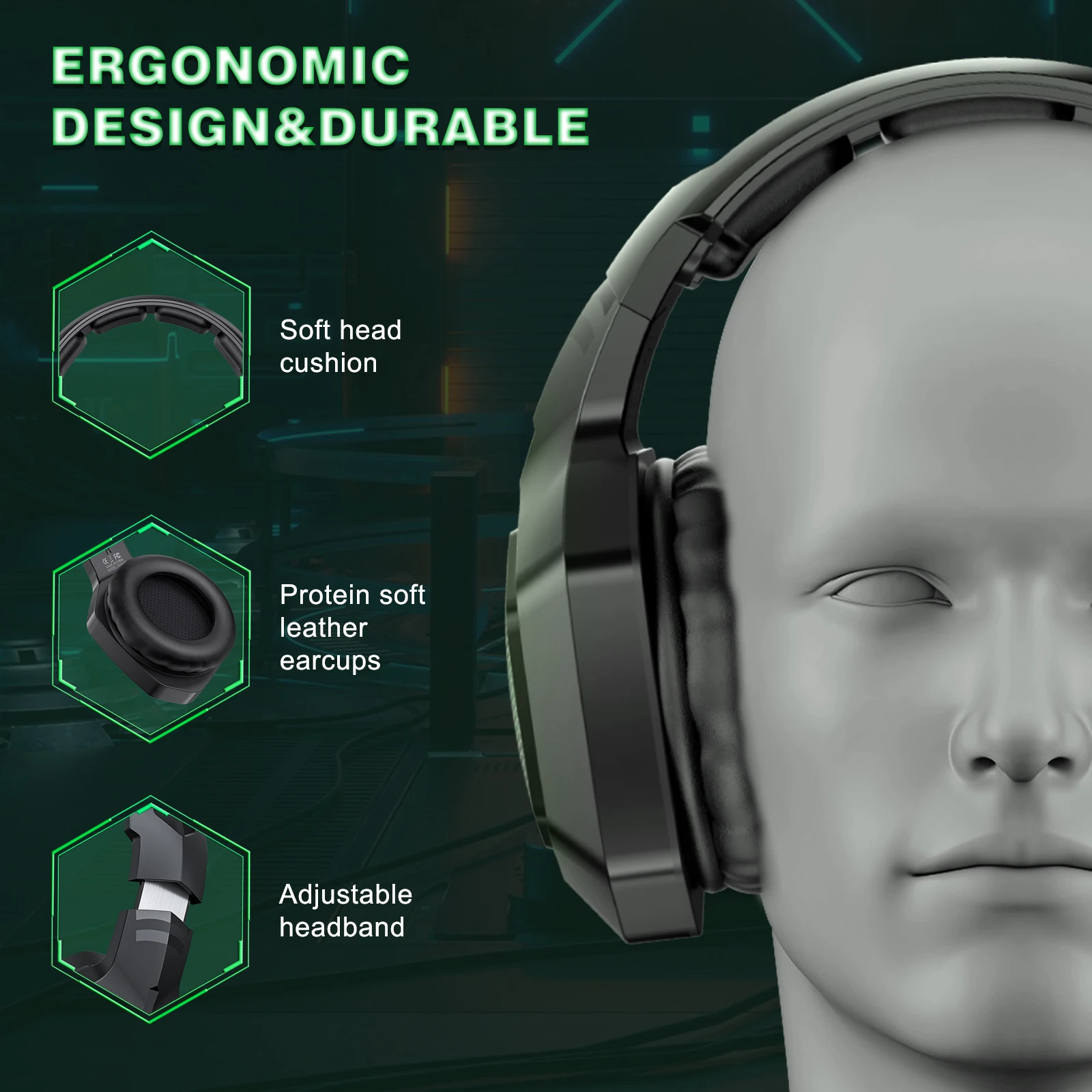 ONIKUMA B100 Wireless Gaming Headset 2.4Ghz Wireless Earphones With Mic Low Latency Tri-mode Headset for PC PS5 Gamer 5