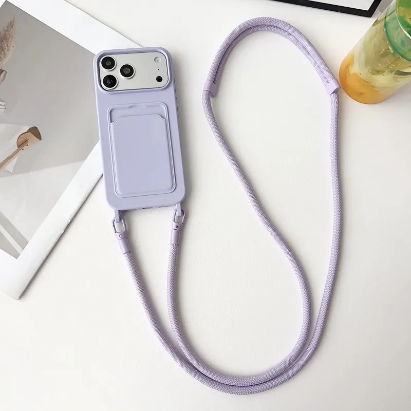 Stylish Shockproof Crossbody Lanyard Case with Card Holder and Soft Candy-Colored Design
