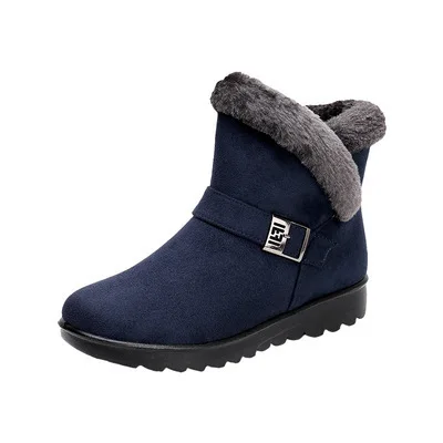 Winter Snow Boots Women 2021 Thick Plush Warm Ankle Boots Women Zipper Soft Comfortable Outdoor Ankle Boots Mother Cotton Shoes blue