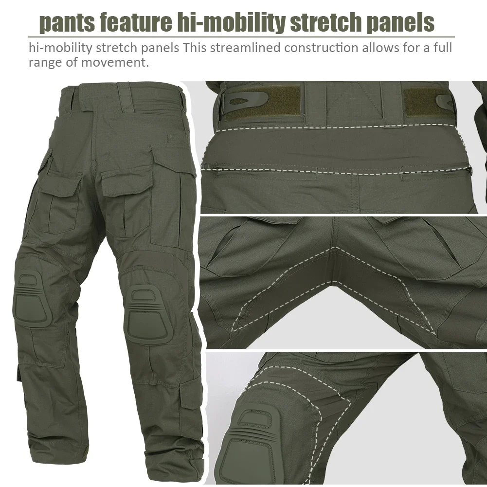 NEW Tactical Uniform Set Outdoor Hunting Clothes Gen3 Camo Combat Shirt & Pants Kit Ranger Green Men Clothing Multicam Elastic 3