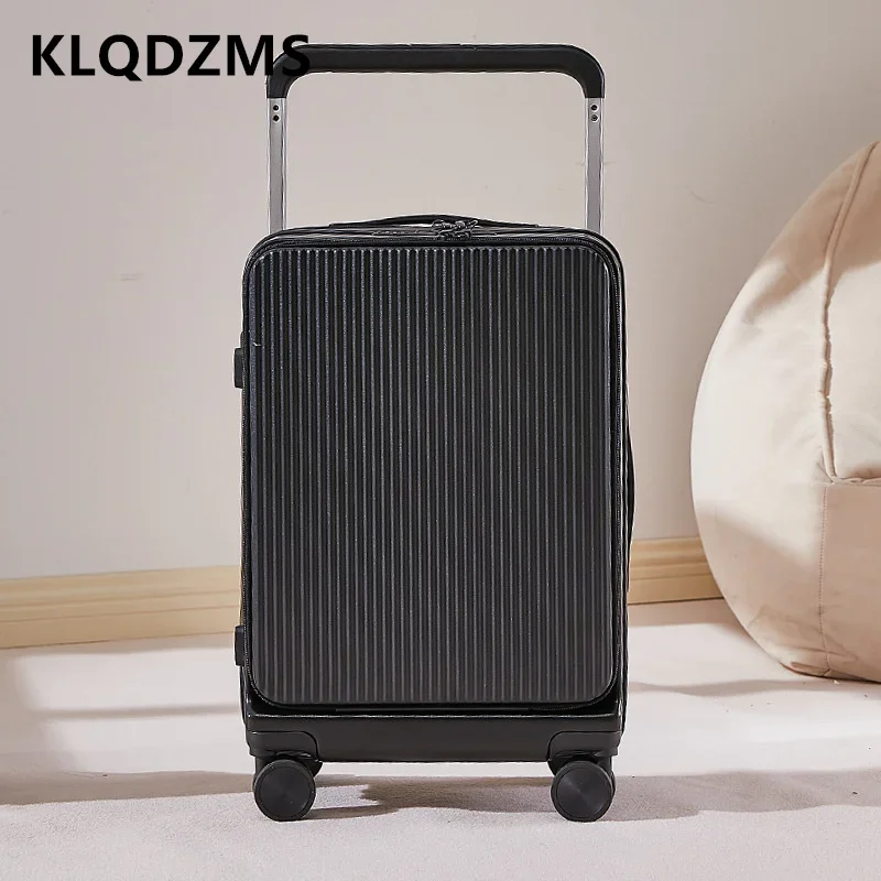 

KLQDZMS PC Cabin Suitcase Front Opening Laptop Boarding Case 20“22”24"26 Inch Women's Trolley Case Carry-on Travel Luggage