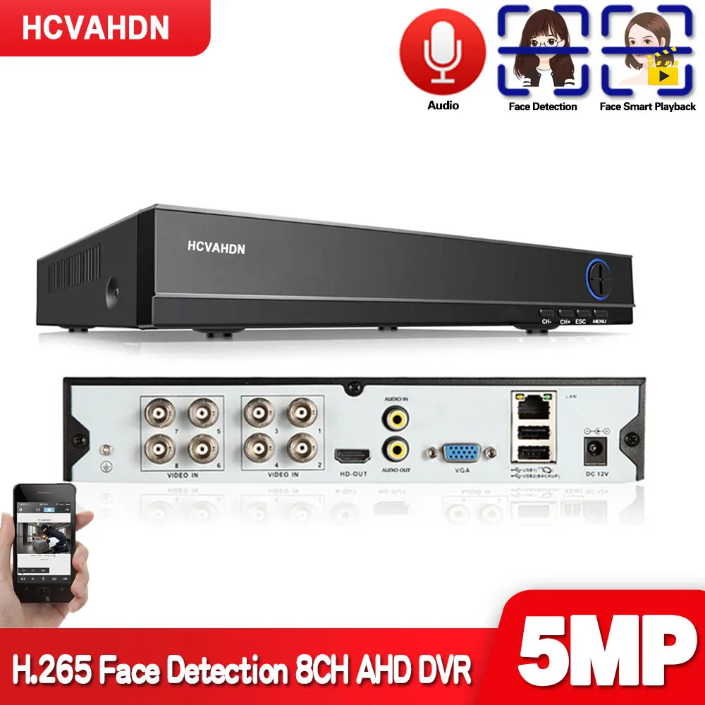 6 In 1 H.265 8 Canali Ahd Video Hybrid Recorder Per 5Mp/4Mp/3Mp/1080P Della Macchina Fotografica Xmeye P2P Cctv Dvr Ahd Dvr Wifi Del Usb Di Sostegno 8