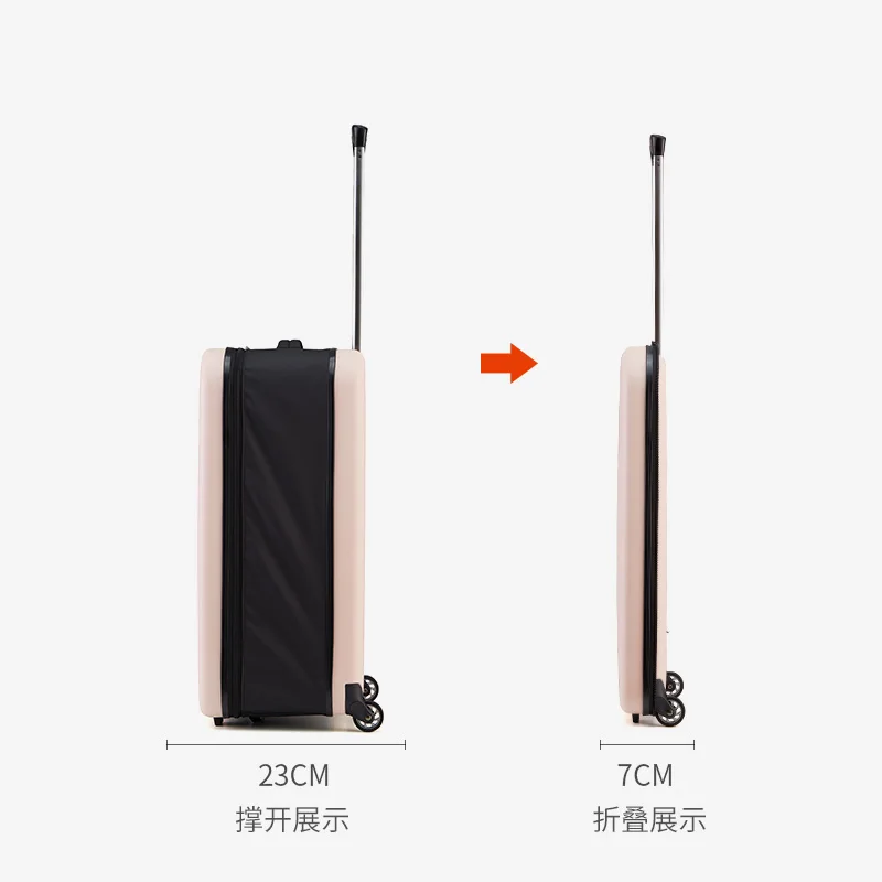 New Folding Suitcase Women's One-way Wheel Trolley Case 20 Inch Boarding Case Men's 24 Inch Portable Travel