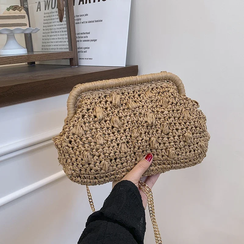 Straw Weaving Hollow Out Fashion Women's Shoulder Bags Niche Design Casual Versatile Commute Western Style Handbags
