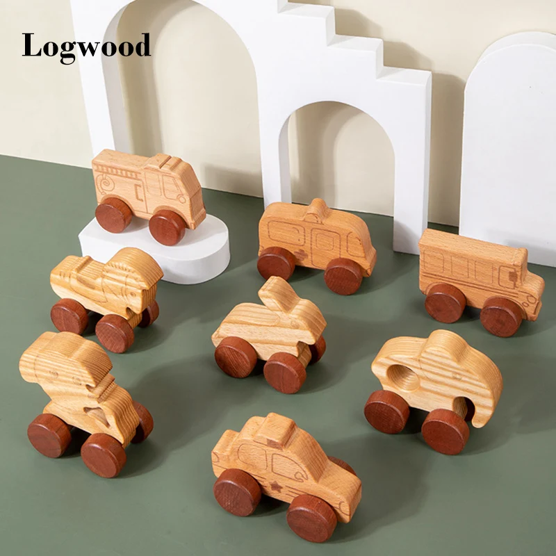 

Деревянные игрушки Montessuo Benefit Chi Log Car, Детские Мультяшные животные, игрушки для детей, деревянные подарки для детей