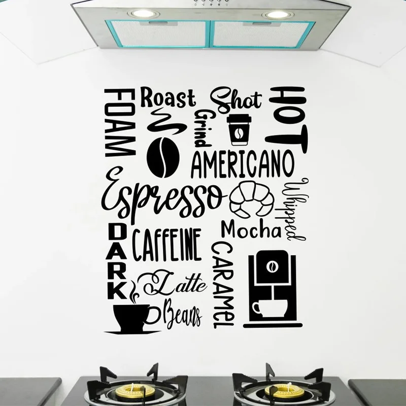 

Modern Coffee Shop Wall Art Vinyl Decal Espresso Subway Quotes Sticker Cafe House Kitchen Decor Murals Wallpaper Removable AB17