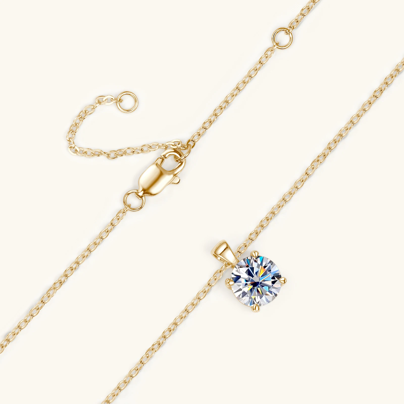 Moissanite Necklace 1.0 carat 2ct 3ct D Moissanite Solitaire Drop 18k Gold Plated Pendant 925 Silver Chain Jewelry for Women