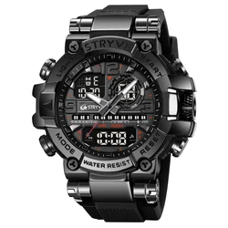 STRYVE Fashion Sports Men's Digital - Analog Dual Movement Waterproof Watch (Black)
