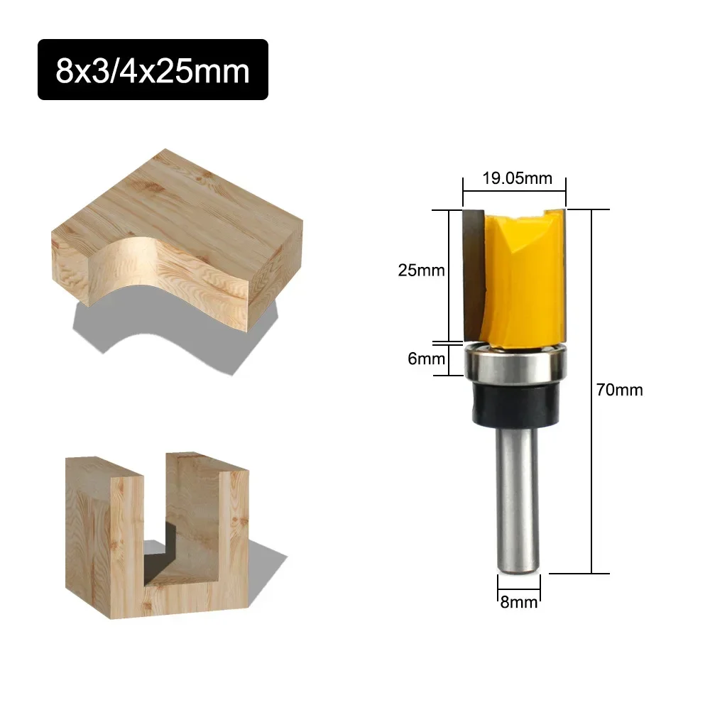4PCS 8MM Shank Woodworking Milling Cutter Profile Trimming Knife Engraving Machine Milling Cutter with Bearing carbide end mill,milling machine tools,alloy carbide milling cutter