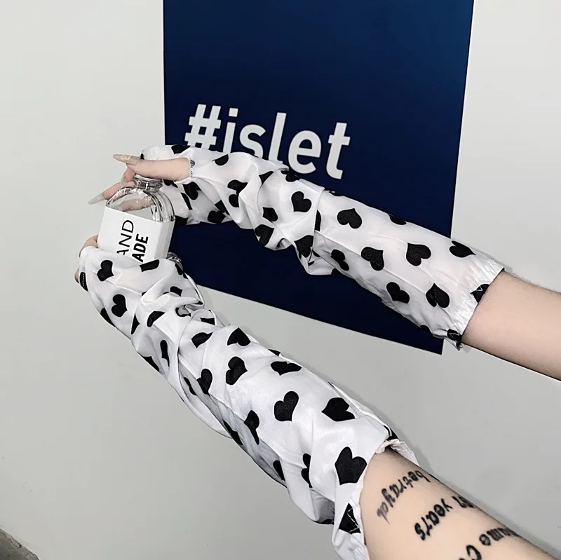 

Gothic Fingerless Gloves Women Long Sleeve Love Fingerless Long Gloves Ladies Stretchy Womens Sexy Knitted Wrist Arm Warmer