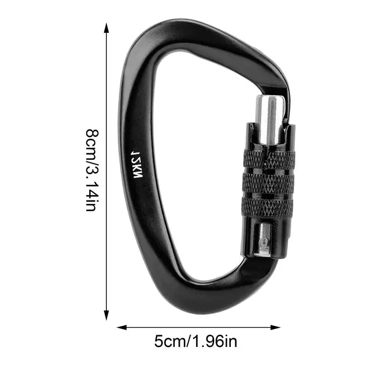 12KN Climbing Carabiner Screw Locking Gate Carabiner Clips Heavy Duty D-shaped Climbing Buckle Hammock Locking Clip Keychain
