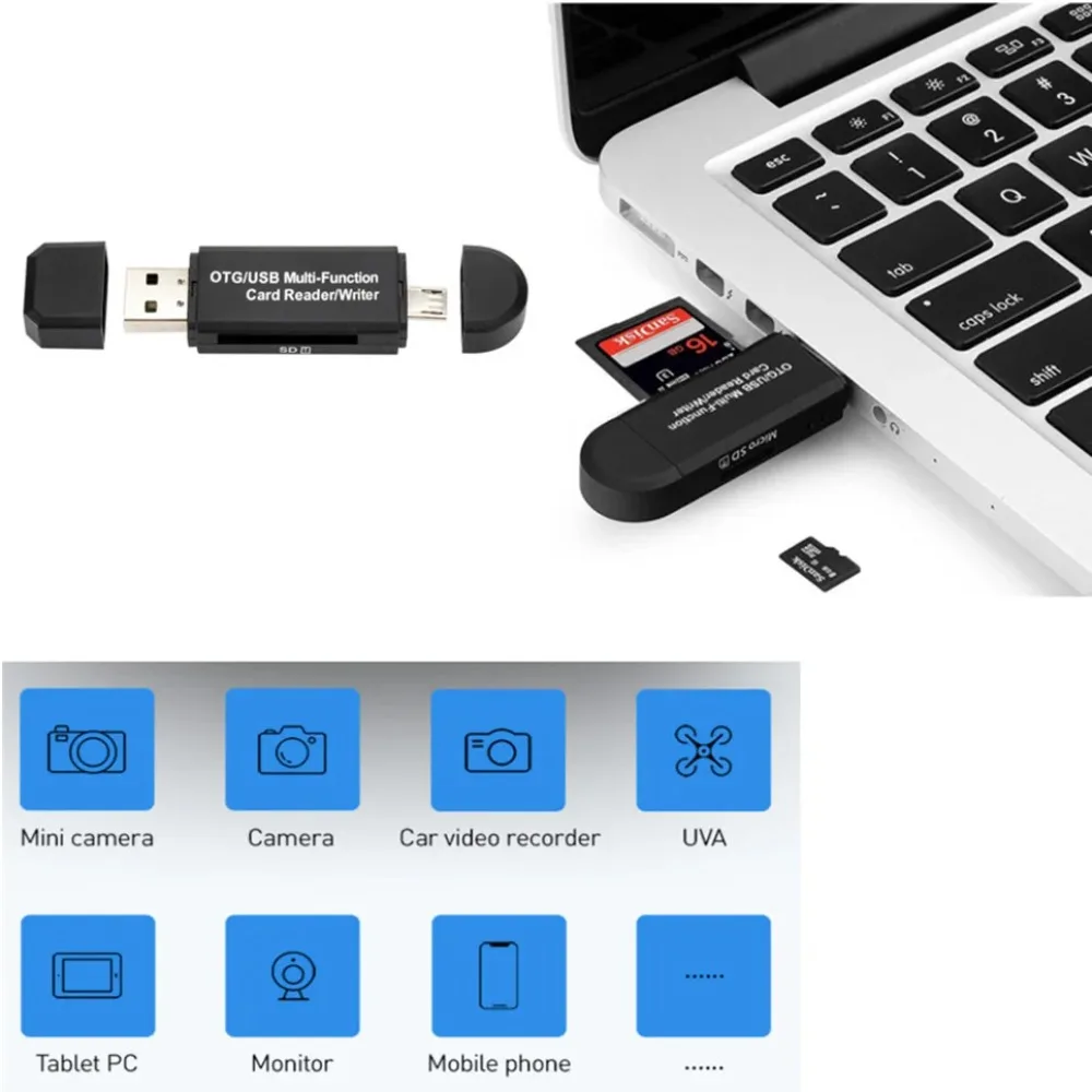 BGGQGG OTG Micro SD Card Reader USB 2.0 Card Reader 2.0 For USB Micro SD Adapter Flash Drive Smart Memory