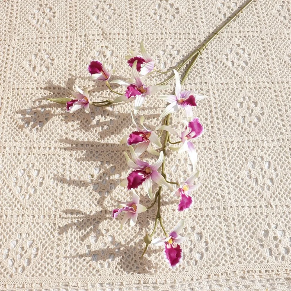 2 Fork Artificial Dendrobium Branch Realistic Real Touch Simulation Orchids Exquisite Handmade Fake Flowers