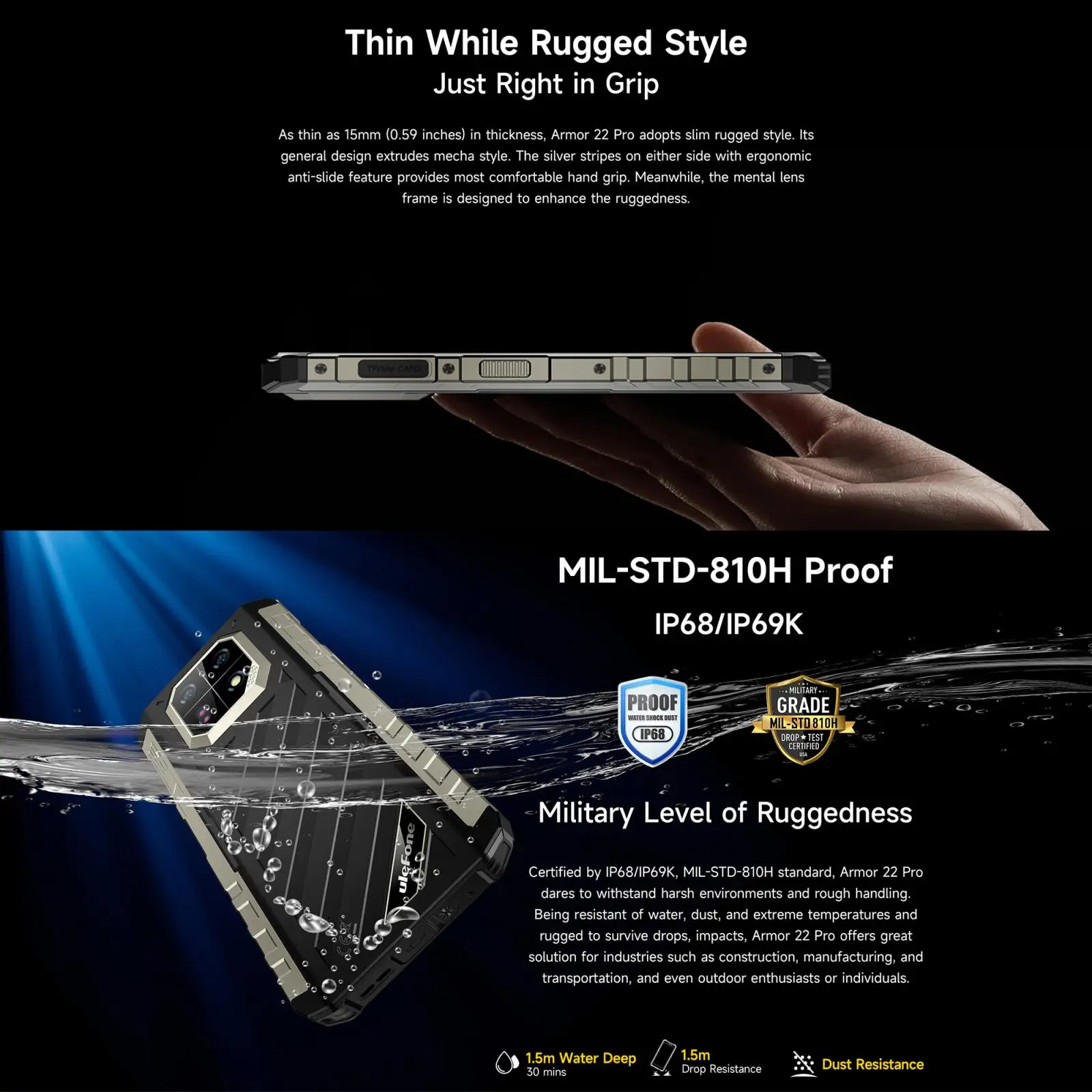 Ulefone Armor 22 Pro Rugged Phone 128GB/256GB 6.58 inch Android 16 MediaTek Helio G200 Global Version 4G NFC 6600mAh Smartphone