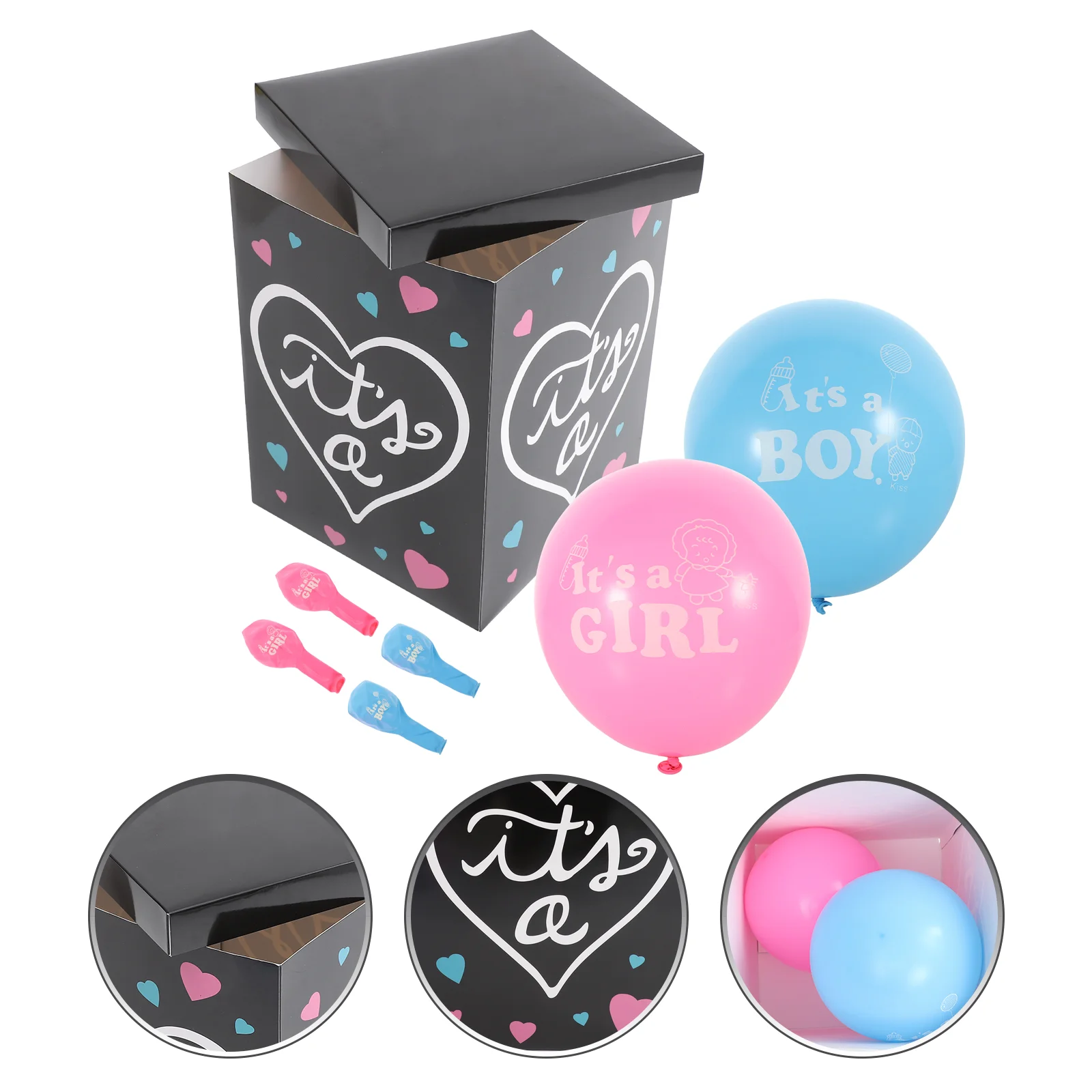 

Gender Reveal Box Baby Shower Boxes Decorations Pink Party Gift Birthday Plastic Boy Girl Balloon Ornament