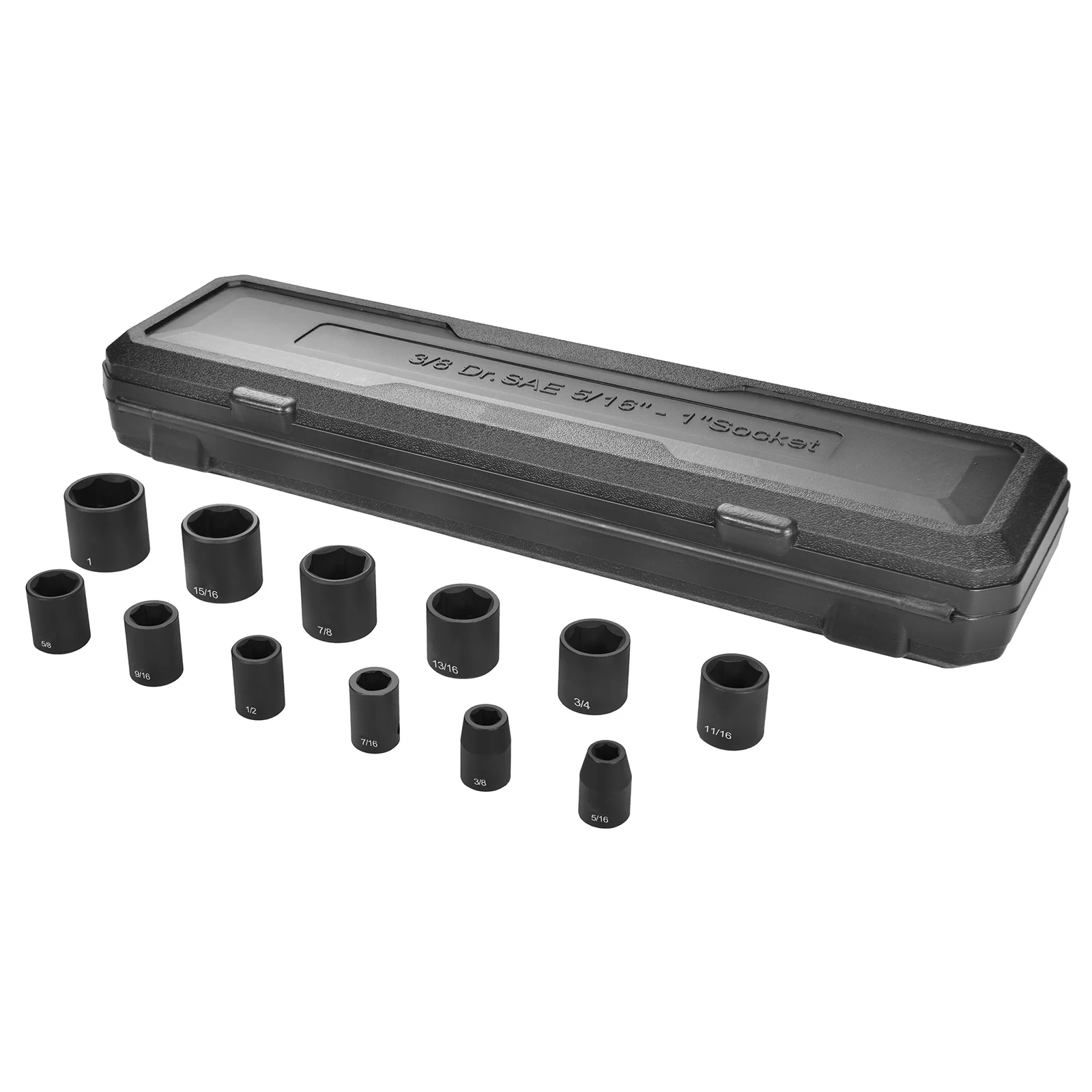 

12 Pieces 3/8-Inch Drive Impact Socket Set 6-Point SAE Deep CR-V 5/16, 3/8 7/16 1/2 9/16 5/8 11/16 3/4 13/16 7/8 15/16 1 inch