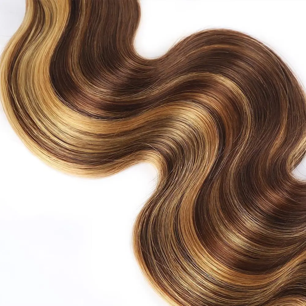 Body Wave Bundles P4-27 Highlight Human Hair Bundles 100% Human Hair Brown Remy Weave Extensions for Women human hair bundles