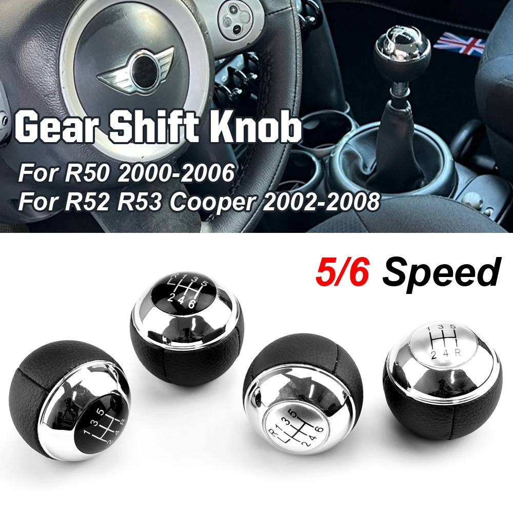Manual5Speed6GearShiftKnobShifterLeverLeatherChromeForMINI