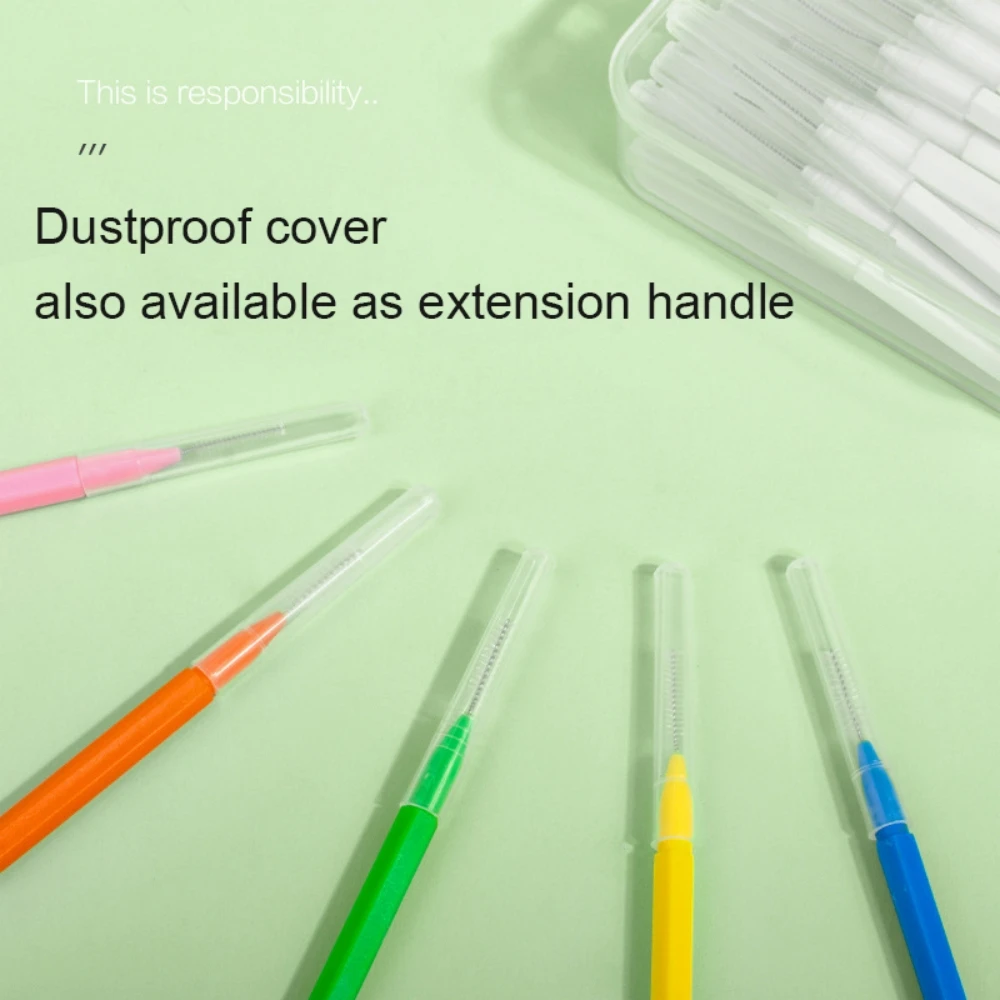 60개 I자형 컬러풀 브러시 픽스 교정용 치아 틈새 브러시 치간 브러시 치아 교정기 청소용 부드러운 브러시