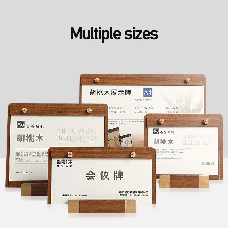 Writing Clipboard Solid Walnut Wood Menu Clipboard A4/A5 Solid Wood Display Board High-grade Coffee Price List Menu Display Board Design Printing