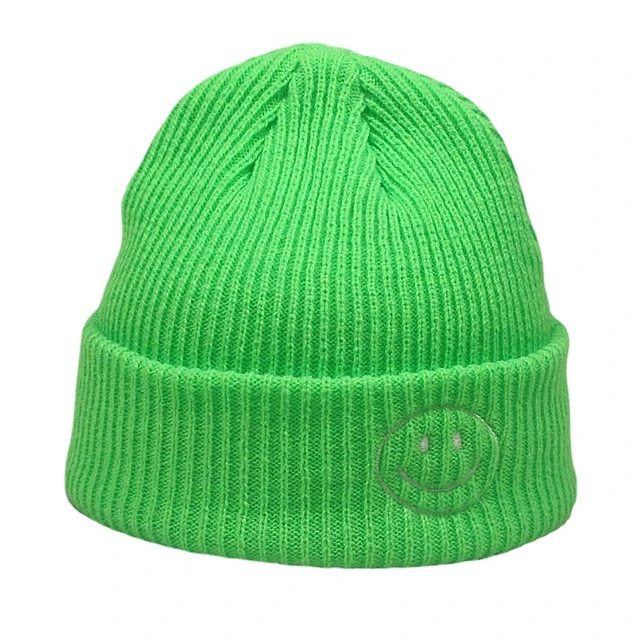 Gorro Lana Verde Florecente Liso