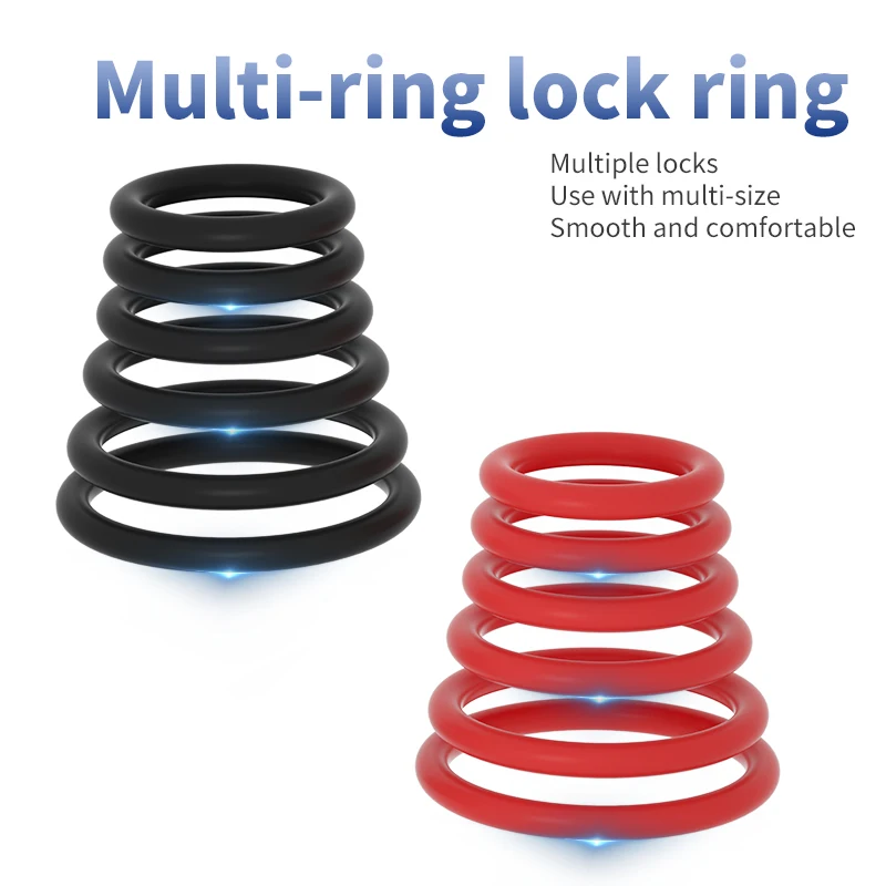 Neue 6 stücke Silikon Penis Ring Ejakulation Verzögerung Cock Ringe Dick Erektion Cockring Männliche Keuschheit Erwachsene Sex Spielzeug für Männer 1