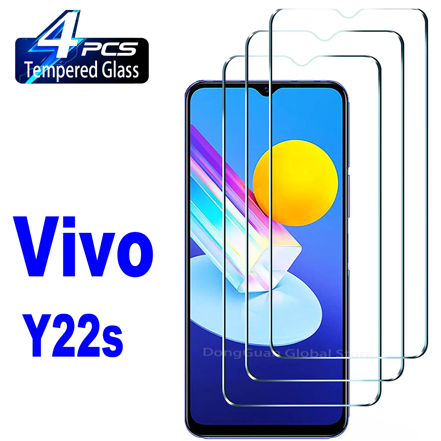 цена 2/4Pcs Tempered Glass For Vivo Y22 Y22s Screen Protector Glass Film