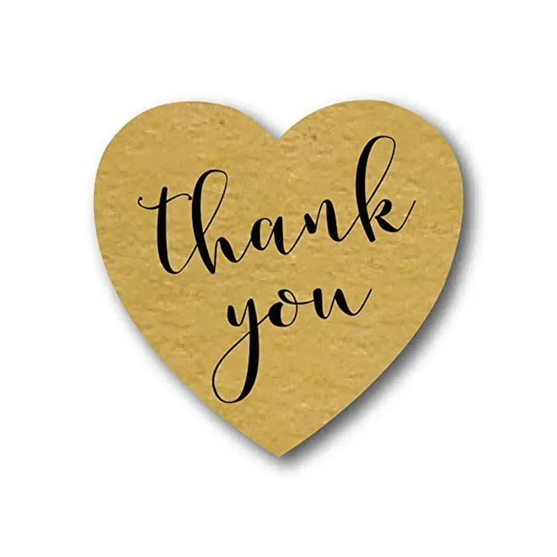 50-500pcs 1-inch Kraft Paper Thank You Stickers Heart-shaped Sealing Labels Stickers Packaging Stationery Scrapbooks self adhesive stickers adhesive stickers roll packaging stickers handbook stickers packaging stickers kraft paper stickers diy scrapbooking accessories thank you stickers