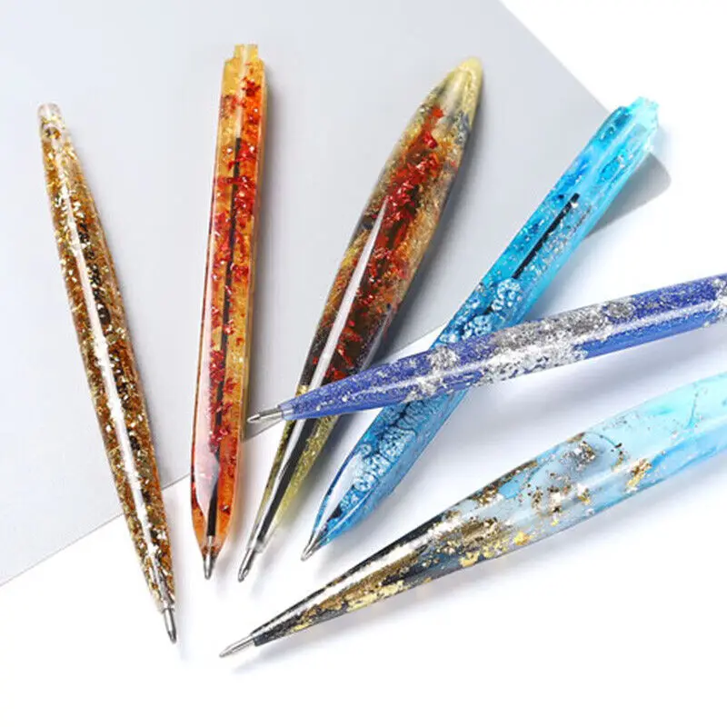 Pen Silicone Mold Transparent Pen Shape Resin Mold Creative DIY Ballpoint Dried Flower Epoxy Casting Kids Crafts Making silicone mold