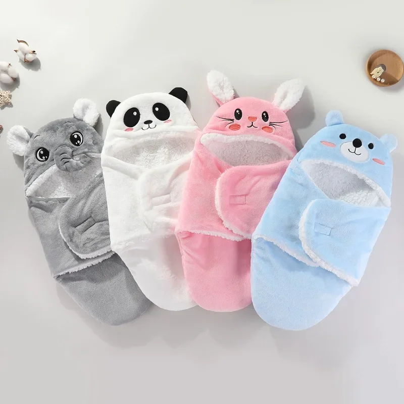 Newborn Baby Quilt, Autumn Winter Style, Cartoon Single Room Package Wrapped Quilt Cover, Animal Pattern Pure Color Velvet Material, cotton blanket, plush blanket, coral velvet blanket