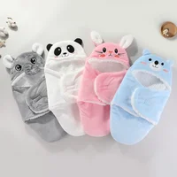 Newborn Baby Quilt Autumn Winter Style Cartoon Single Room Package Wrapped Quilt Cover Animal Pattern Pure Color Velvet Material 1