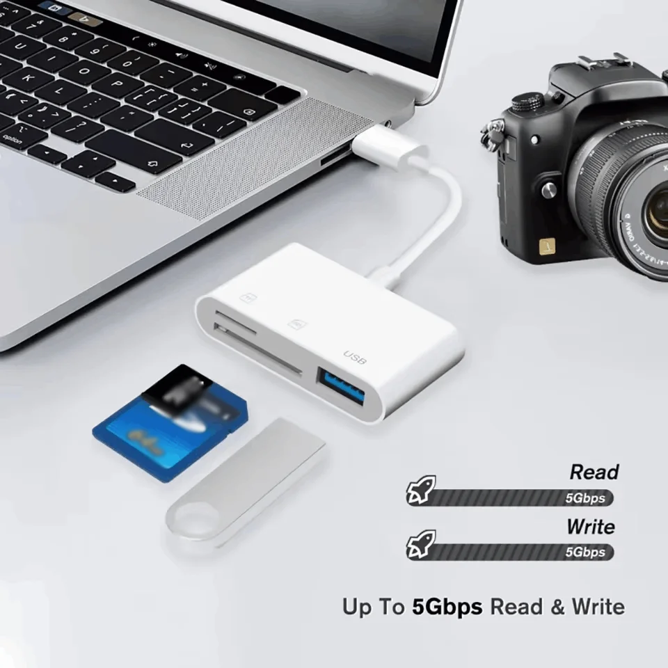 3-IN-1 TypeC-SD/TF 카드 리더기 고속 전송을 위한 OTG USB 포트 어댑터