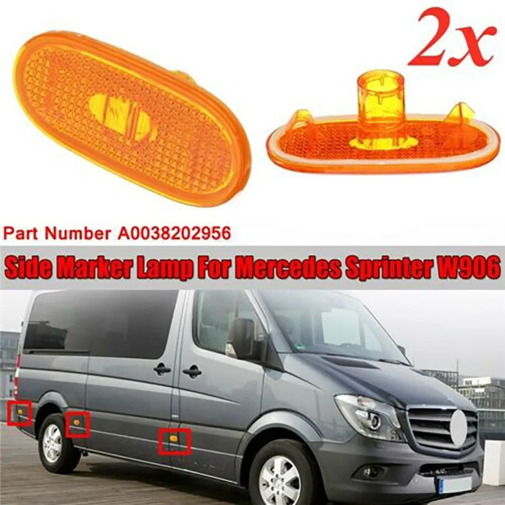2pcs Car Side Marker Lens Amber LED Reflector Light Lamp For Mercedes