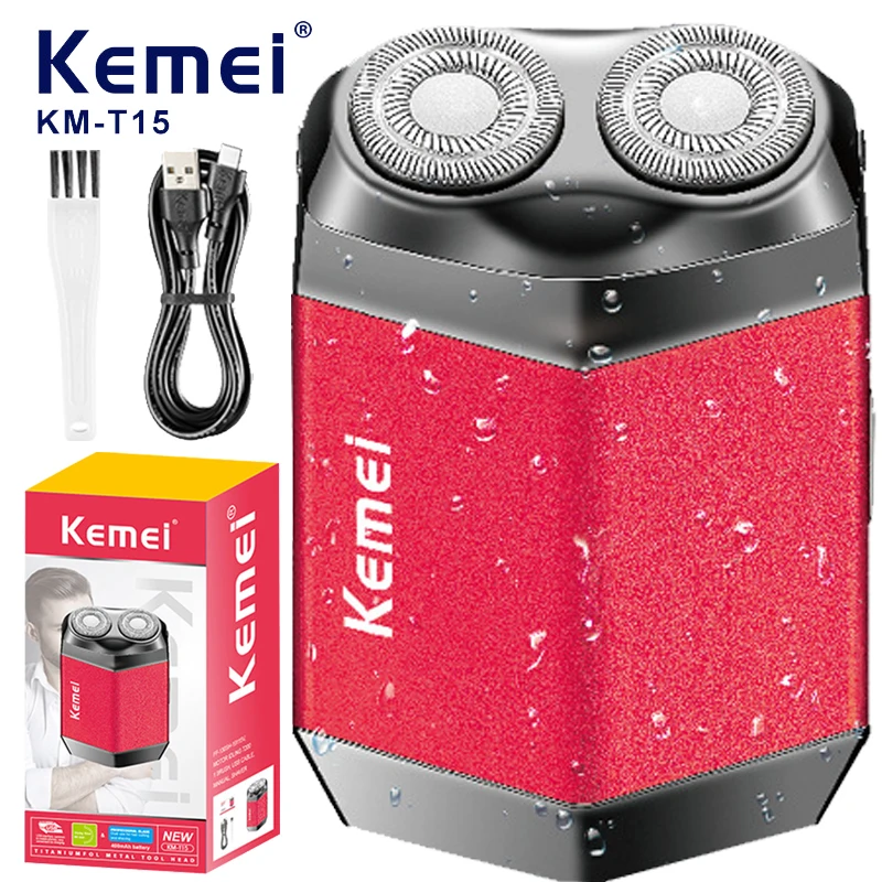 

Электробритва Kemei для мужчин, портативная мини-бритва карманного размера для влажного/сухого бритья, зарядка через USB