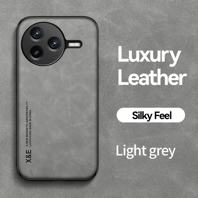 Leather Magnetic Back Cover with Soft Frame - Universal Smartphone Case