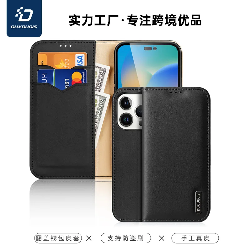 2022 Hot Sales Dux Ducis Luxury Genuine Leather Wallet Case For Iphone 15 14 Plus 13 Pro Max Vintage Card Flip Cover Bag Cases
