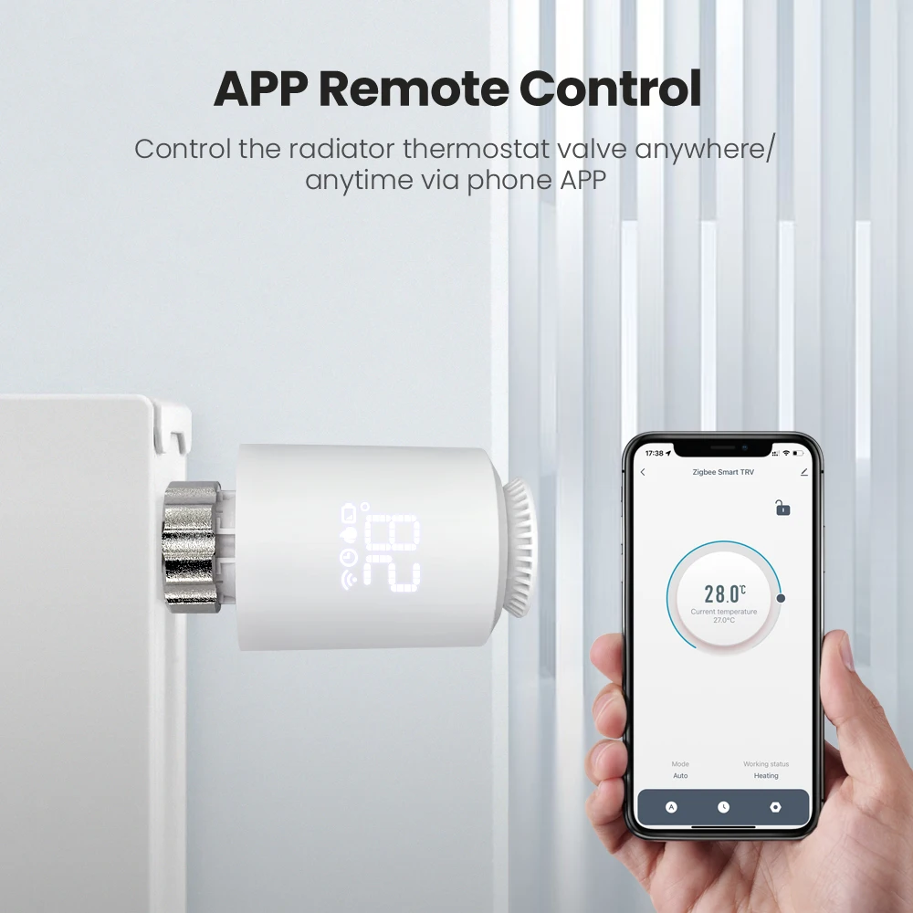 Tuya ZigBee TRV Thermostatic Radiator Valve,Radiator Programmable App Remote Tem