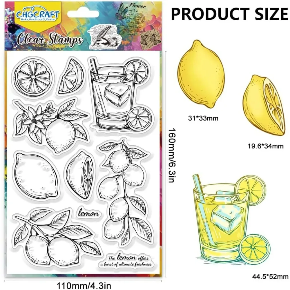 Lemons Clear Silicone Stamps Lemon Juice Flowers Slices for Cards Making DIY