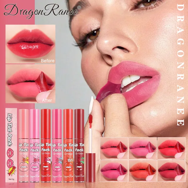 Peel Off Rose Red Lip gloss Lip Outline Contour Tattoo Lip Stain Waterproof Transfer Resistant Tear Off Peel Off Lipstick Makeup