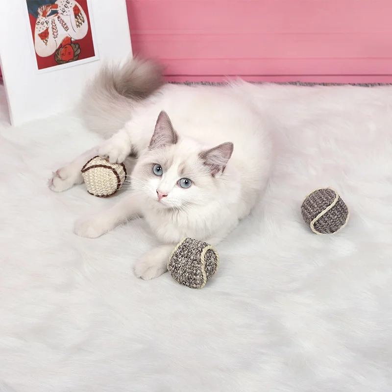 

Cat Toy Sisal Ball Cat Paw Knitted Ball Teasing Cat Ball Cat Toy Teasing Cat Playing Pet Supplies