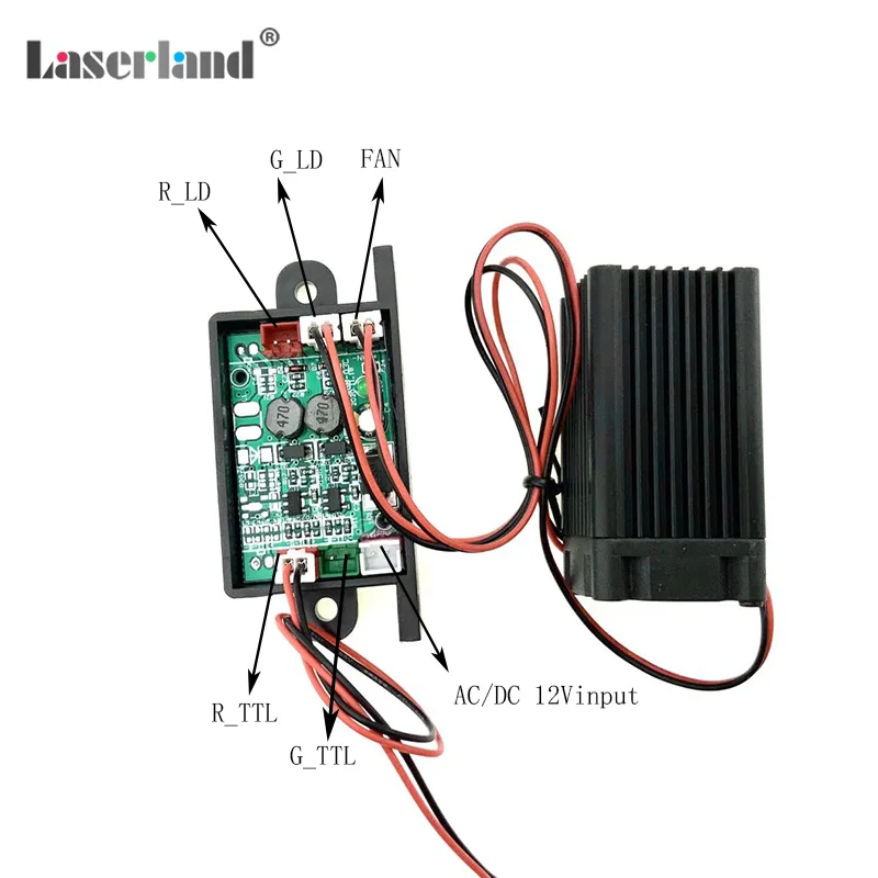 520nm 100mW 녹색 빔 레이저 도트 모듈 다이오드 스테이지 롱 듀티 서클 12VDC TTL
