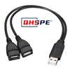Dual Splitter Adapter Cable One to Two Female to USB 2 Male Power Extension Cables, High Quality USB 2.0 Cable USB Convenience 1