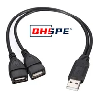 Dual Splitter Adapter Cable One to Two Female to USB 2 Male Power Extension Cables, High Quality USB 2.0 Cable USB Convenience 1