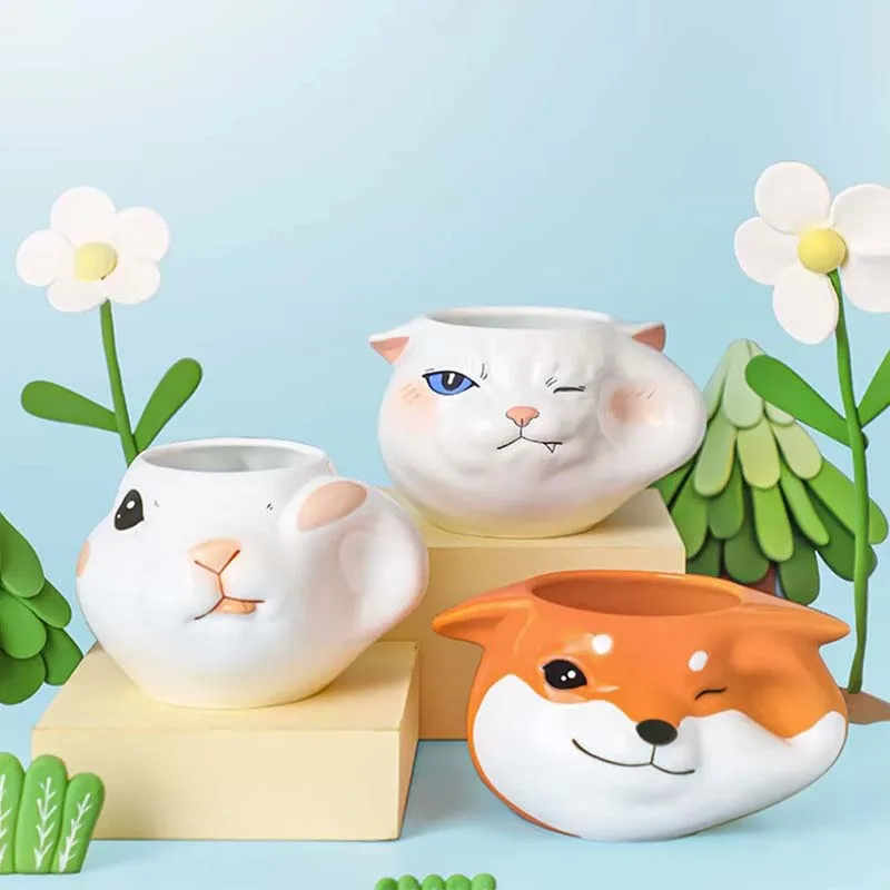 

Pinch Face Face Cat Mug Ceramic 3D Dog Cutie Cup Gift Couple Cup Kawaii Unique Personality Decorate Cup for Office Desktops Home