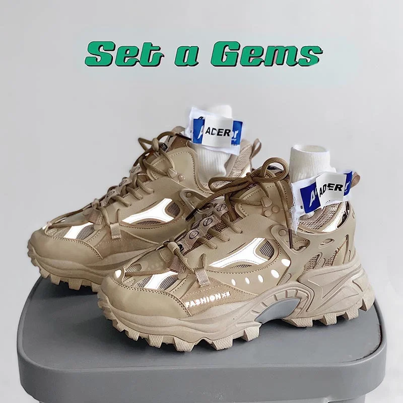 Vulcanized Shoes Luxury Sneakers Men's Harajuku Chunky Sneakers Autumn Black Running Footwear Male High Fashion Zapatos Hombre