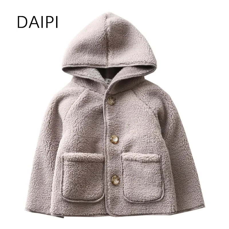 

2-9 Year Children's Winter Coat Button Pocket Thickened Hooded Child 2023 Warm Girls Jacket for Boy
