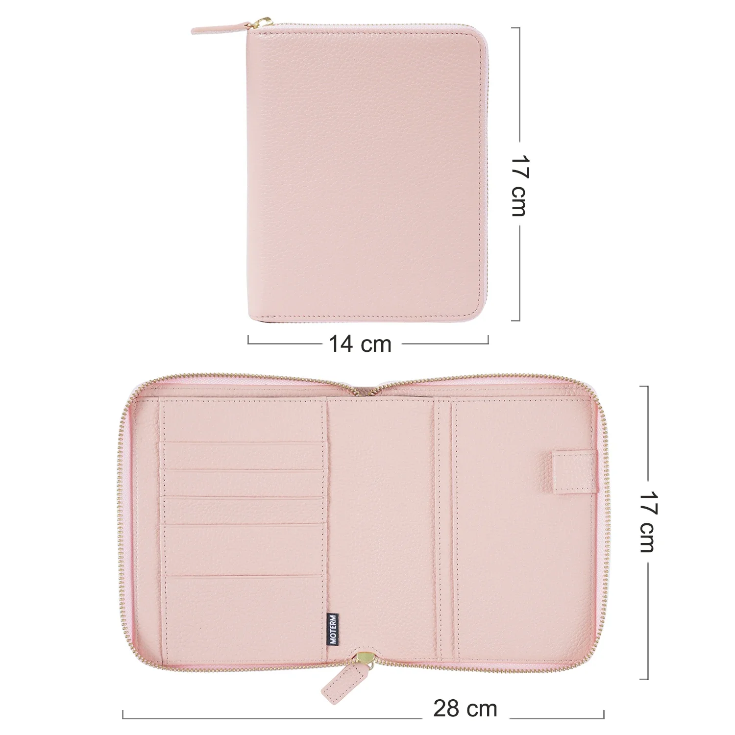 Moterm Genuine Pebbled Grain Leather A6 Zip Cover with Back Pocket Cowhide Planner Zipper Organizer Agenda Journal Diary 2