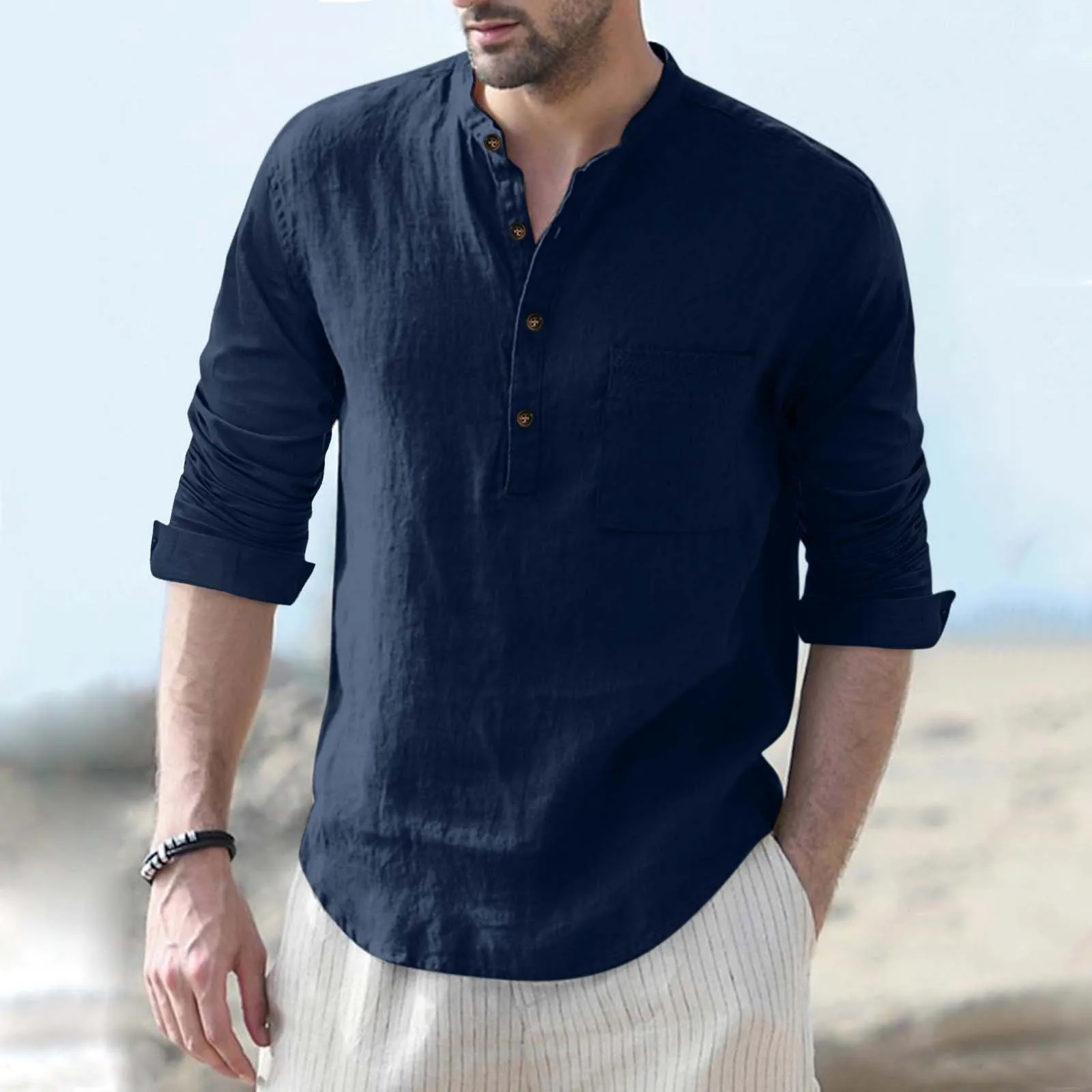 

Новинка, мужская повседневная блузка, рубашка из хлопка и льна, свободные топы, женская рубашка, повседневные мужские рубашки на весну и осень